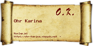 Ohr Karina névjegykártya